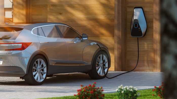 electric car parked in charging area